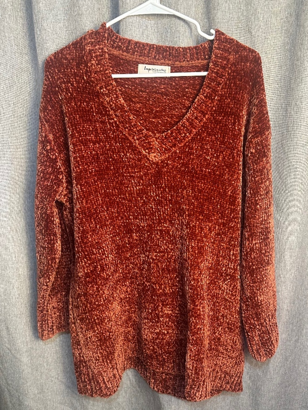 Impressions Online Boutique Coziest Chenille Knit V-Neck Pullover Sweater